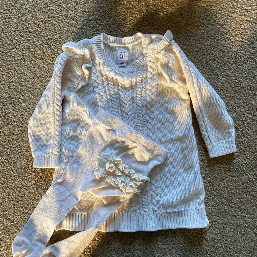 Baby Girls Cable Knit Dress w/ tights